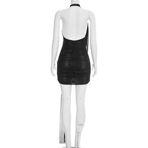 Viviblook C26DS036 Vestidos de Verano para Mujer, Nuevos Vestidos Mini de Color Sólido con Cuello Halter y Escote Profundo en V para Mujer - Product Image 5