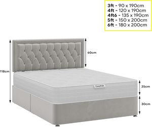 COZY HUB LTD Hilton <span class=keywords><strong>Florida</strong></span> Divan Yatak 10 İnç Ortopedik Düğmeli Yatak Peluş Kadife Başlık-Lüks Divan Takımı 2 Çekmeceli (Siyah) - Product Image 2