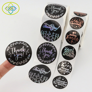 Chất lượng cao giá rẻ bao bì in ấn nhãn tự dính laser cảm ơn bạn lá Sticker - Product Image 1