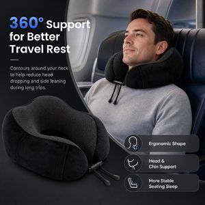 <b>Memory</b> Foam U-Shaped Travel <b>Pillow</b> 28x26x14cm Neck Support For Adults Portable Nap <b>Pillow</b> With Eye Mask And Earplugs - Product Image 4