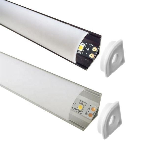 6063 V Slot LED Strip Aluminium Profiles China Supplier 1m 2m 3m Black White PC Cover V Shape Channel Led Strip Diffuser