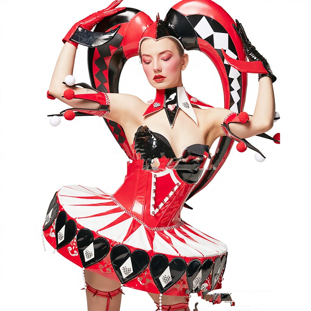 knee length dresses for ladies Sexy Womens Halloween Costume Vintage Clown Halloween Costume Set main image 1