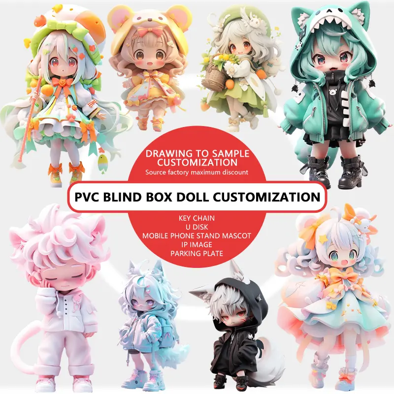 PVC disesuaikan gadis cantik kotak buta mainan tokoh kreatif trendi ornamen Desktop Anime periferal tangan figur mainan