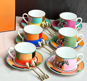 Luxury 3-Color <b>Bone</b> Porcelain Afternoon <b>Tea</b> Double Cup Dish New Ceramic Coffee Cup with Dish <b>Set</b> Elegant <b>Tea</b> Cups & Saucers - Product Image 2