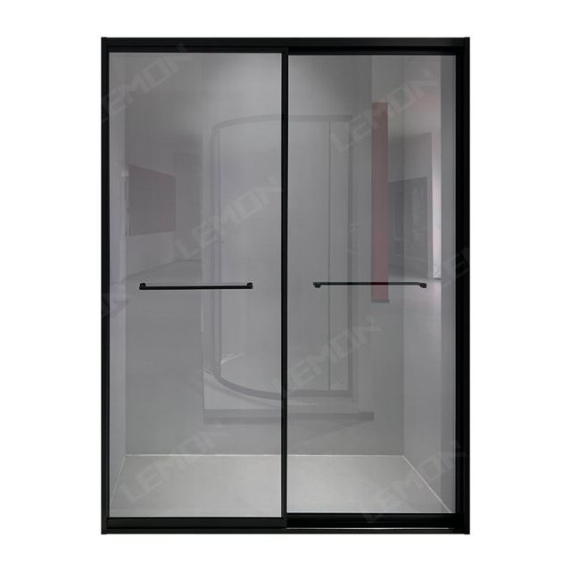 Foshan Modern Design Frameless Tempered Glass Screen Shower Doors Black Explosion-Proof Hotel Enclosures for Bathrooms Sliding