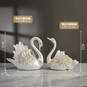 Adorno Moderno Minimalista de Cisne en Resina Gris y Blanca, Decoración para Bodas, Regalo para el Hogar - Product Image 2