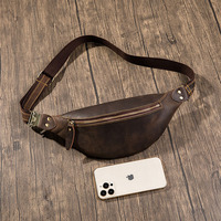 Sac banane vintage en cuir Crazy Horse pour hommes sacs à bandoulière en cuir imperméable pour la taille sac de taille pour hommes