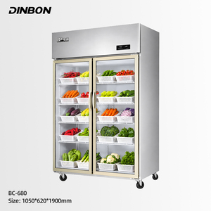 Réfrigérateur commercial vertical avec porte vitrée pour le stockage des légumes et des fruits, idéal pour les restaurants et les cuisines - Product Image 1