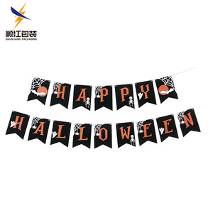 Bannière décorative pour fête à thème Halloween, toile de fond murale, vente en gros, design coloré, lettres Happy Halloween, bannière plate - Product Image 5
