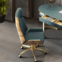 Bureau d'ordinateur en bois bleu et chaise de bureau, taille personnalisée 120/140/160cm, ensemble moderne, chaise de bureau