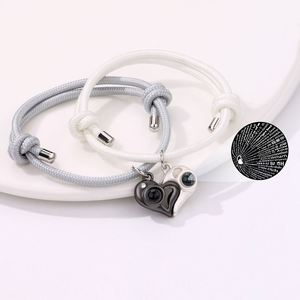 Glow in the Dark Luminous <b>Rope</b> <b>Bracelet</b> for Women Men Valentine's Day Gift Magnet 100 Language I Love You Heart Couple <b>Bracelet</b> - Product Image 3