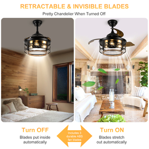 2025 Hot Bán 36 ''có thể thu vào 3 ABS Blades hiện đại quạt trần với <span class=keywords><strong>LED</strong></span> ánh sáng đối với trang chủ - Product Image 4