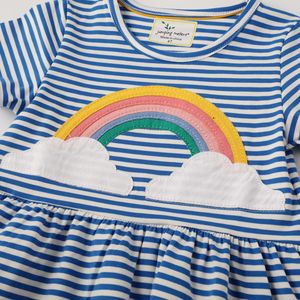 YOEHYAUL Logo personnalisé arc-en-ciel rayé coton peigné enfants robe de haute qualité 6 ans fille enfants robes pour filles décontracté - Product Image 4