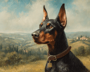 Orfon Dropshipping, Pintura por Números Personalizada para Adultos, Perro Doberman, Paisaje Vintage, 40x50cm con Marco, Venta al Por Mayor - Product Image 1