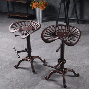 Tabouret de bar en fonte avec structure métallique réglable en hauteur, style industriel antique rustique pour la maison - Product Image 6