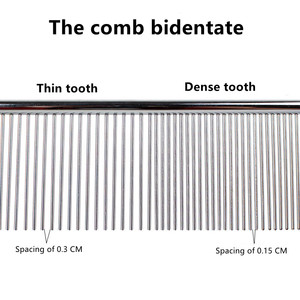 RTS Hot Sale Silver Metal Double Side Pet Comb Stainless Steel for Dog and Cat Flea Comb Brush Pet Grooming Comb - Product Image 3