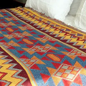Новый хлопковый тканый диван геометрической формы, вязаное толстое богемное одеяло для кровати
