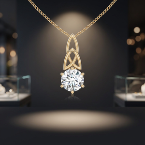 Colgante de Diamante Redondo con Certificado IGI, Diseño de Nudo Celta, para Mujer, Oro de 10K, 14K, 18K, Plata 925, 935, Joyería Fina - Product Image 1