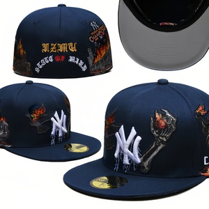 Gorra <span class=keywords><strong>de</strong></span> Béisbol <span class=keywords><strong>de</strong></span> Mezcla <span class=keywords><strong>de</strong></span> Algodón Americano <span class=keywords><strong>de</strong></span> Alta Calidad, 6 Paneles, Completamente Cerrada, No Ajustable, con Diseño <span class=keywords><strong>de</strong></span> Calavera Bordada, para las Cuatro Estaciones - Product Image 4