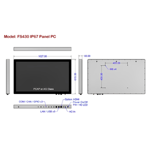 หน้าจอสัมผัสพีซีอุตสาหกรรมทางทะเลขนาด 43 นิ้ว กันน้ำได้มาตรฐาน IP67 (PCAP/แบบต้านทาน) ตัวเลือกเสริม: ยูพีเอสภายใน - Product Image 4
