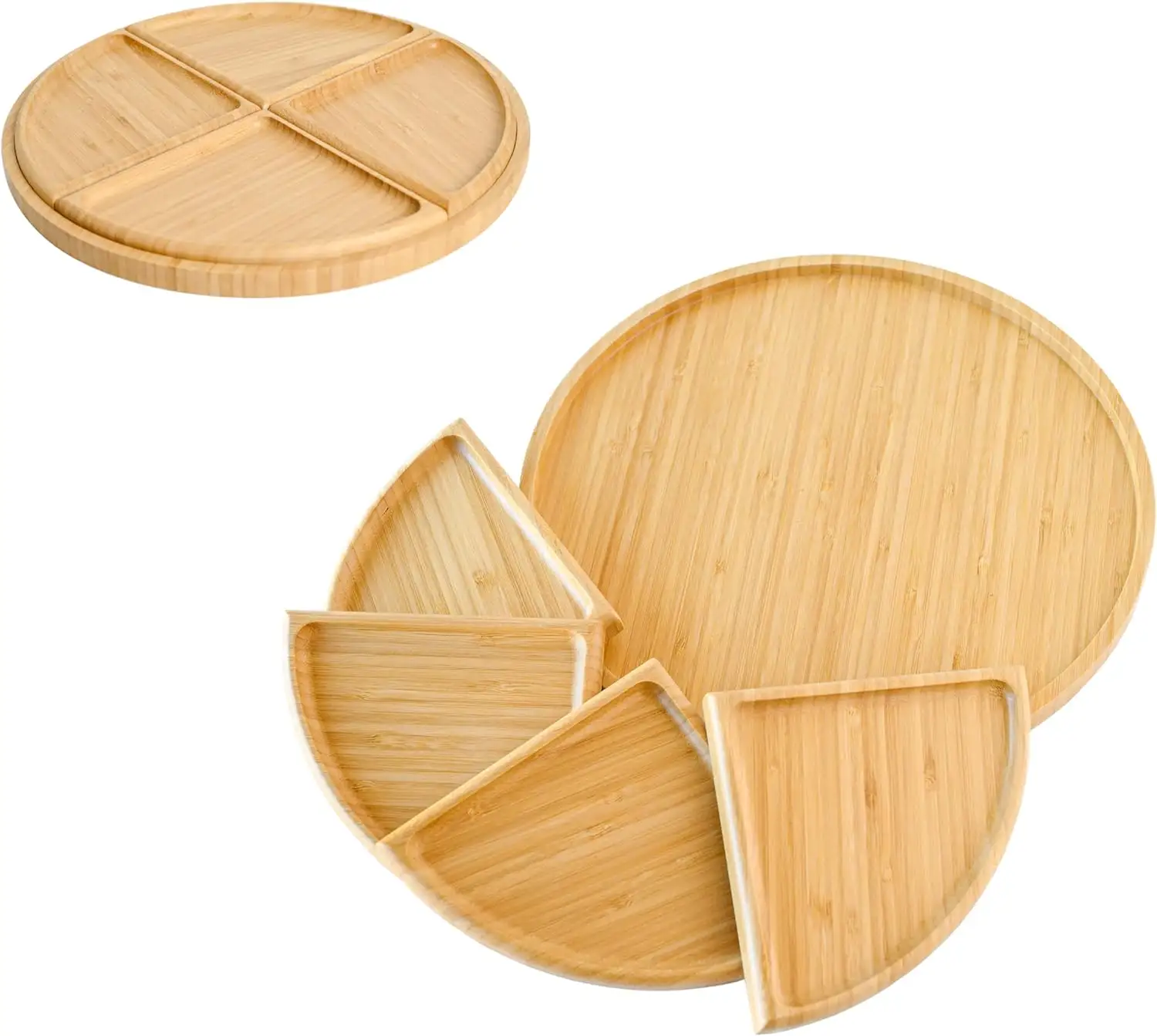 Mini bamboo tray  4 sets of dried fruit tray  fruit  cake  breakfast  coffee  serving wooden tray