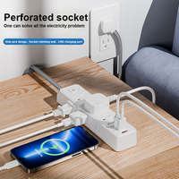 Multi Jack Safety 6 Outlet 10A 125V 1250W Câble de rallonge électrique tressé 1.5M avec 2 ports USB et Type C Multiprise