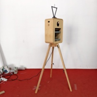 Photomaton en bois vintage double face sur mesure, multifonctionnel, avec imprimante instantanée, pour appareil photo reflex numérique en libre-service