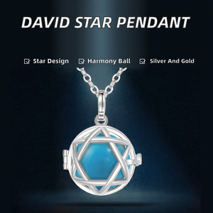 Vente en gros : Pendentif <span class=keywords><strong>Bola</strong></span> mexicain étoile <span class=keywords><strong>de</strong></span> David pour la <span class=keywords><strong>grossesse</strong></span> et l'harmonie, plaqué or rose 18 carats et argent sterling 925, cadeau pour enfants - Product Image 2