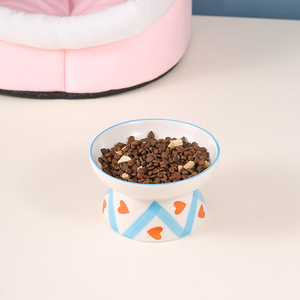 Master Gu <b>Ceramic</b> Cat Bowl With Heart Rainbow Design Tall For Cats And <b>Dogs</b> Holds Food And Water - Product Image 3