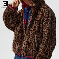 Veste bomber réversible en fausse fourrure léopard LARSUR Custom Factory, veste tactique utilitaire courte, veste de pilote en nylon satiné patchwork