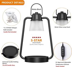 Nouvelle Lampe Chauffe-Bougie Électrique en Métal à Intensité Variable et Minuteur, Chauffe la Cire par le Haut, Convient aux Bougies Parfumées en Pots Grands et Petits - Product Image 4