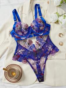 2025 Nieuwe Dames Sexy Franse Kant Ondergoed Kleur Geborduurde Stalen Cirkels Strakke Taille Lichaam Verzamelen Vorm Hot Style - Product Image 4