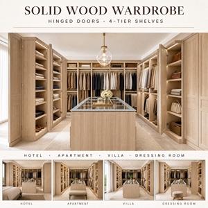 <span class=keywords><strong>Armoire</strong></span> <span class=keywords><strong>de</strong></span> chambre à coucher moderne sur mesure SYBELL en bois massif convertible avec dessus en verre et organisateur <span class=keywords><strong>de</strong></span> vêtements - Product Image 2