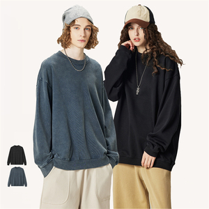 Sudadera de Cuello Redondo Extra Grande para Hombre, de Alta Calidad, con Logotipo Personalizado al por Mayor, Sudadera de Algodón Lavada - Product Image 3