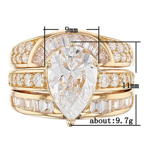 H073 Set di Gioielli da Sposa per Donna, Anello di Fidanzamento in Oro Massiccio 18K con Diamante Taglio a Pera, Montatura a Griffe, Gioielleria Fine - Product Image 5