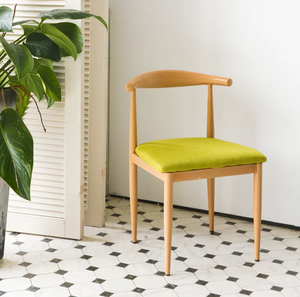 Diskon langsung dari pabrik <span class=keywords><strong>di</strong></span> Eropa Denmark Chaise Cafe restoran Sillas sapi tanduk sapi kursi kayu siku kursi makan dengan bantal - Product Image 3