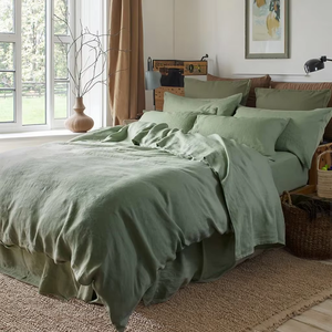 Sinh thái thân thiện 100% Pháp Linen Đá rửa Linen tấm ga trải giường Bộ nhà máy giá bán buôn mềm Duvet (Comforter) Cover Set - Product Image 3