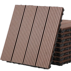 Contemporary Design Interlocking Decking Tiles Wood Grain Finish Brushed Anti-Slip Waterproof 300x300mm Outdoor Balcony <b>Flooring</b> - Product Image 1