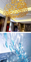 Lustre linéaire LED en verre anti-éblouissement, fabrication directe OEM ODM, pour hall d'hôtel, club, salle d'exposition