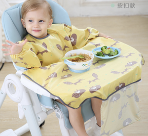 Étanche à manches longues bébé Smock bavoir sac bouton tout-petits <span class=keywords><strong>chaise</strong></span> <span class=keywords><strong>haute</strong></span> bavoirs <span class=keywords><strong>tablier</strong></span> couverture de Table pour <span class=keywords><strong>chaise</strong></span> <span class=keywords><strong>haute</strong></span> bébé soin accessoire - Product Image 2