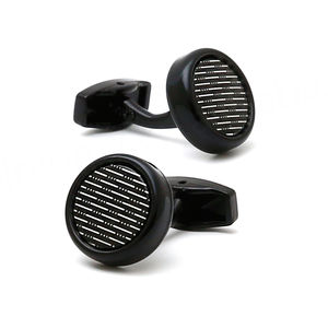 New Fashion <b>Shirt</b> Cuff Links Men's <b>Cufflinks</b> <b>with</b> White Stripes Round Design Black <b>Shirt</b> Accessory - Product Image 1