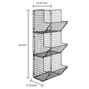 Kitchen Items Silver Black 3 Tier Detachable Metal Wire <strong>Wall</strong> Mounted Hanging Vegetables Fruit <strong>Storage</strong> <strong>Baskets</strong> - Product Image 4