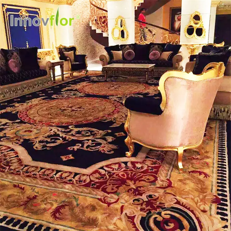 סלון יוקרה עיצוב שטיח 100% משי סיני צמר יד מצויץ שטיח