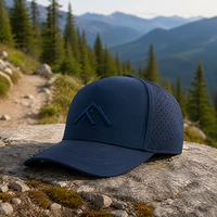 Casquette de baseball unisexe sans marque, respirante, imperméable, à 5 panneaux, avec panneaux perforés découpés au laser, visière incurvée, ajustable, quatre tailles