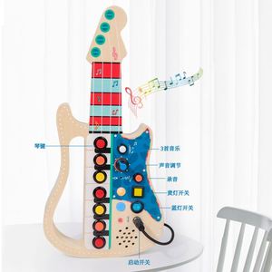 Guitare en bois pour enfants, instrument musical pour tout-petits, 3 modes de jeu et lumière LED, jouets éducatifs - Product Image 5