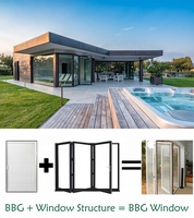 Lukliving portes pliantes en verre et aluminium de taille personnalisée portes à double vitrage à coupure thermique pour l'extérieur de la maison