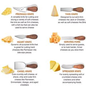 <span class=keywords><strong>Set</strong></span> di 6 <span class=keywords><strong>coltelli</strong></span> da formaggio unici con manico in legno di bambù e lama in acciaio inossidabile, per formaggio e tagliapizza - Product Image 4