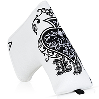 En stock Vente en gros PU Cuir Blanc As de Pique Couvre-chef de golf Bois de parcours de conducteur Hybrid Putter Club Cover Golf Head Cover