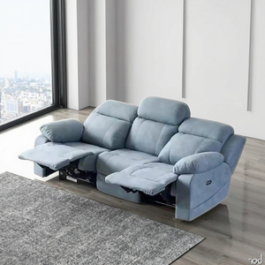 Sofá Modular de Cuero de Diseño Lujoso con <span class=keywords><strong>Chaise</strong></span> <span class=keywords><strong>Longue</strong></span> Reclinable Eléctrica Extensible, Sofá <span class=keywords><strong>Cama</strong></span> Adecuado para Salas de Estar y Villas - Product Image 2