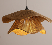 Lampe suspendue en rotin bohème tissée à la main, luminaire décoratif en corde de rotin naturel pour restaurant, salle à manger